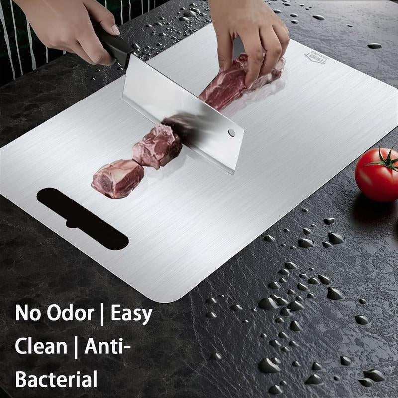 3PCS Stainless Steel Cutting Board Set S+M+L Sizes Food-Grade Metal Chopping Boards for Meat Vegetables & Ultrathin & Durable, Portable & Rust-Resistant Easy to Clean More Edge-Smoothing Kitchen Tools - Kitchenware