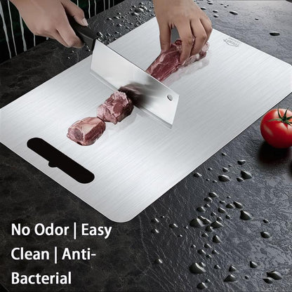 3PCS Stainless Steel Cutting Board Set S+M+L Sizes Food-Grade Metal Chopping Boards for Meat Vegetables & Ultrathin & Durable, Portable & Rust-Resistant Easy to Clean More Edge-Smoothing Kitchen Tools - Kitchenware